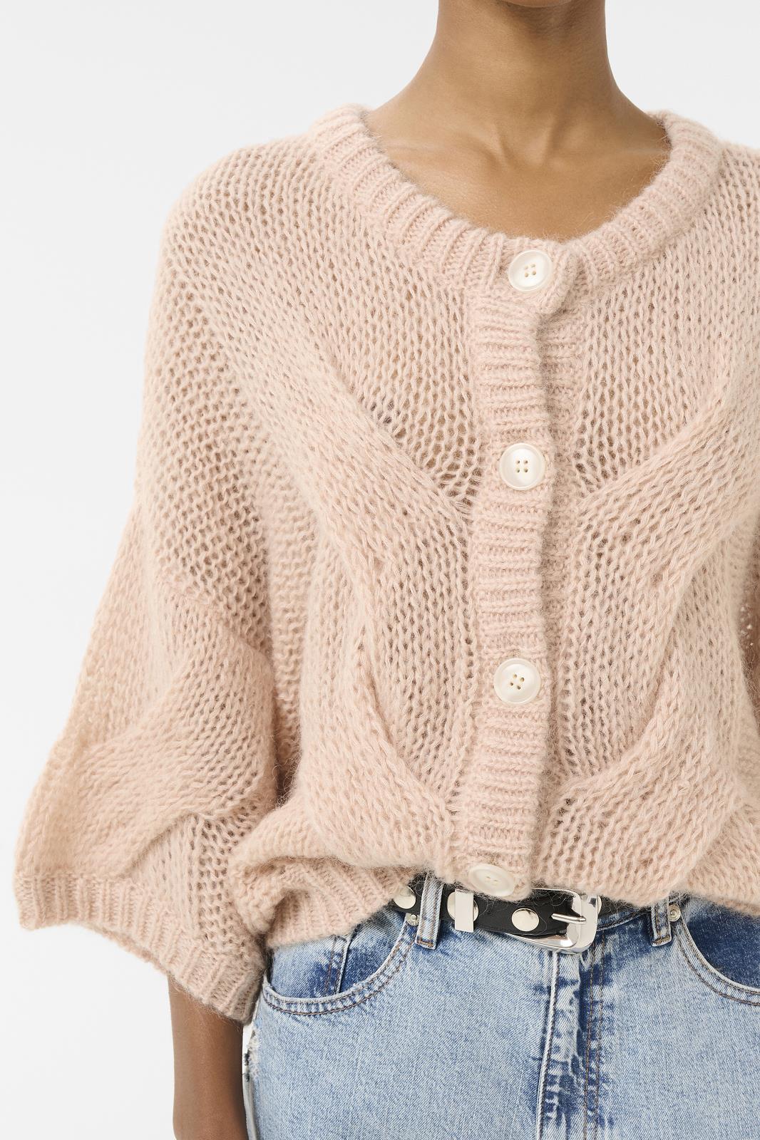 CARDIGAN KNIT N SS-ON-UNI-PINK LIGHT