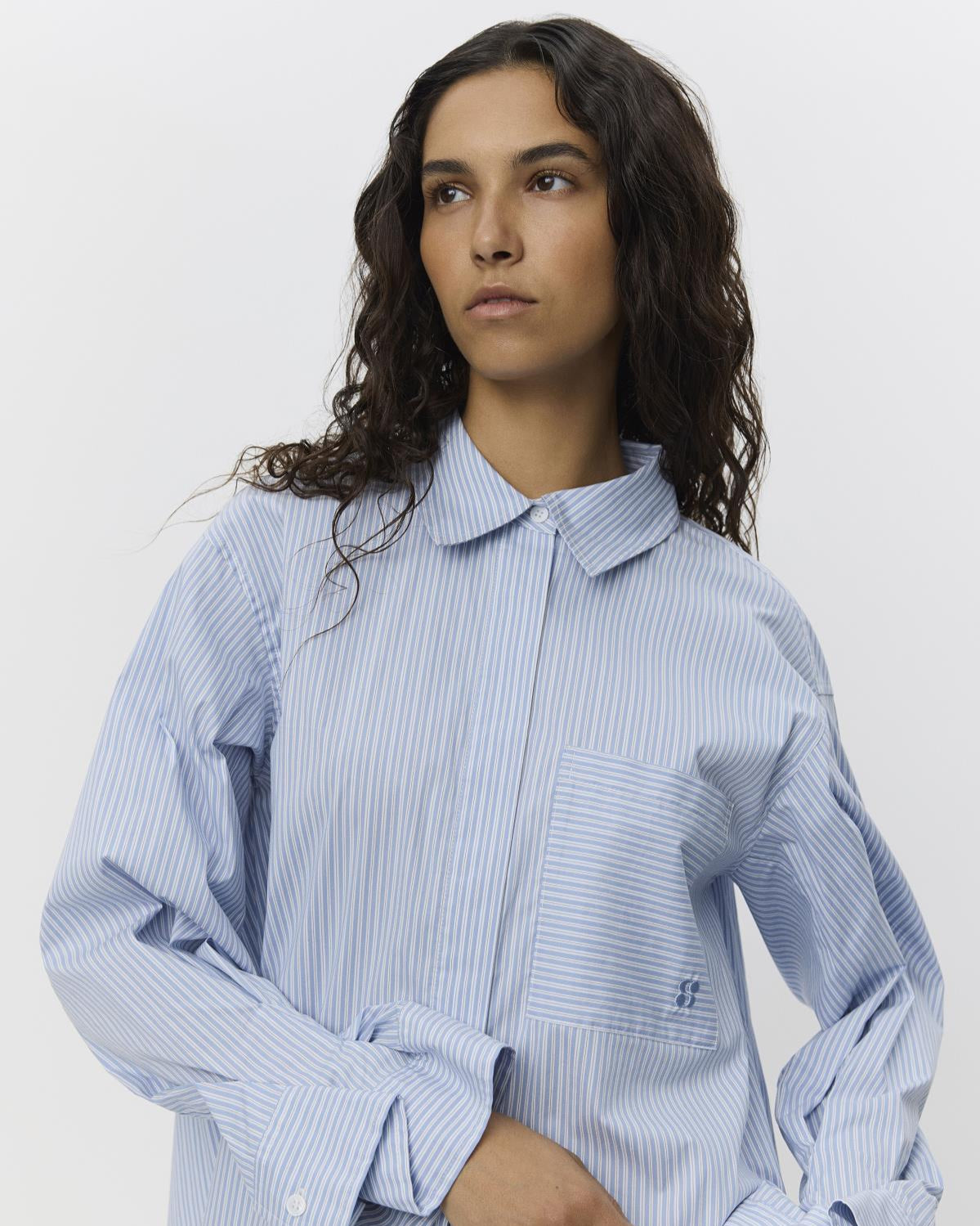 BLOUSE LS-*-STRIPE-BLUE LIGHT