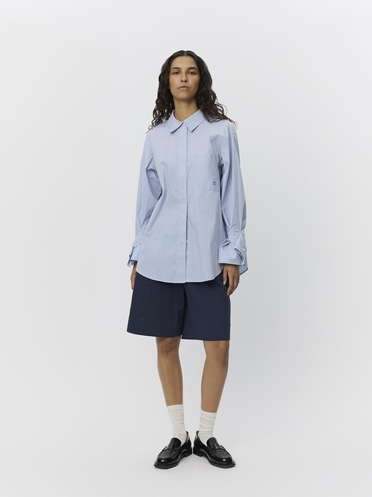 BLOUSE LS-*-STRIPE-BLUE LIGHT