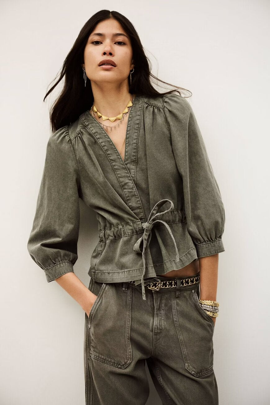 BLOUSE LS-*-UNI-KHAKI