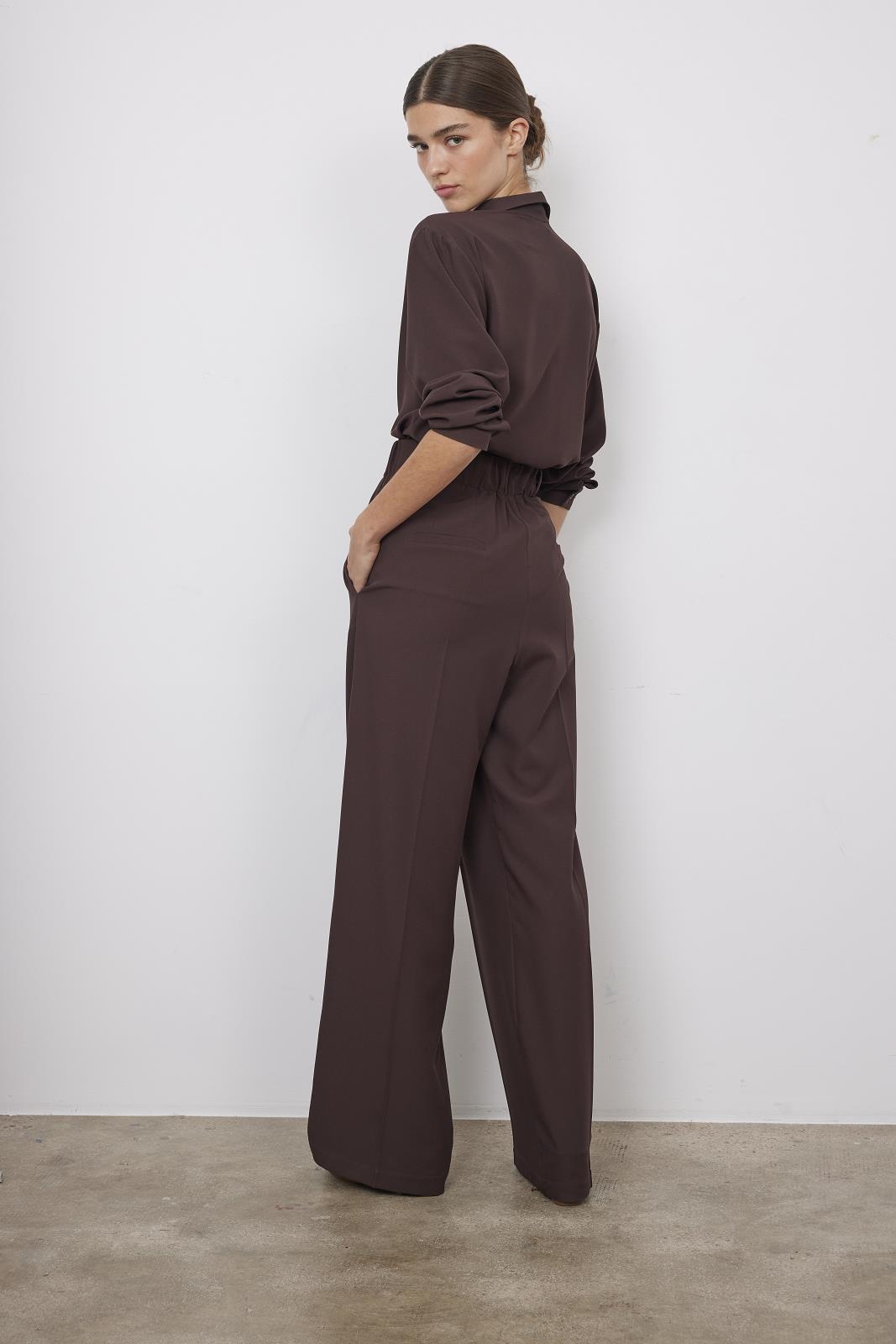 PANTS DRESSED L-*-UNI-BROWN DARK