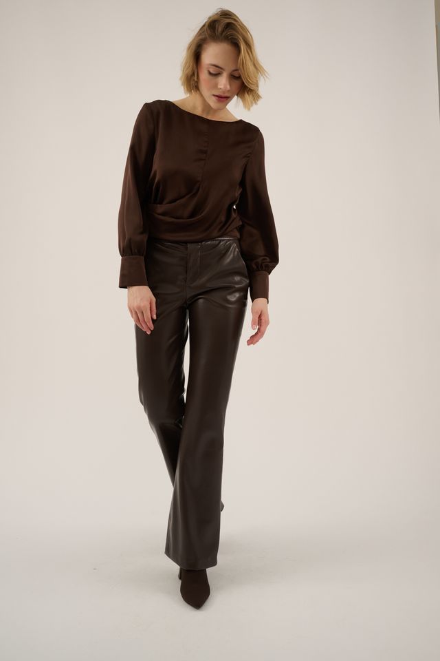 PANTS CASUAL L-LEATHER (FAKE)-UNI-BROWN