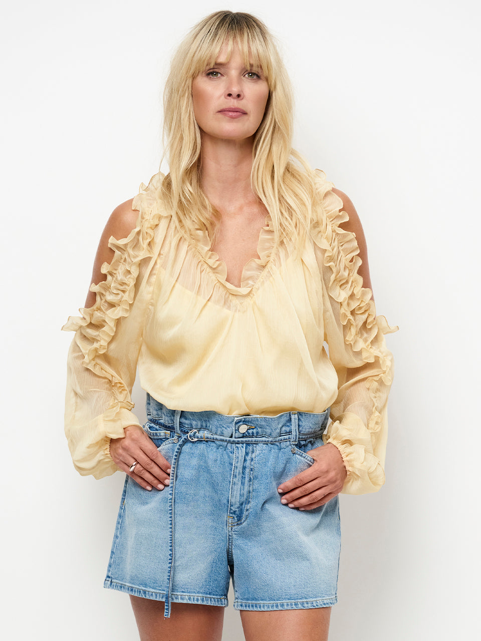 BLOUSE LS GEEL RUSHES