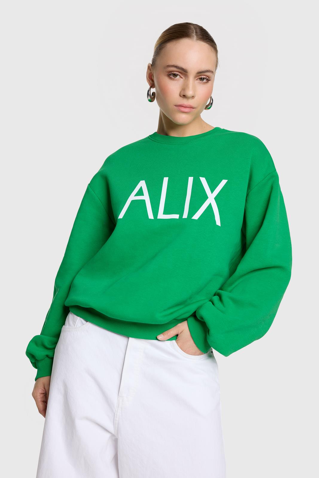 SWEATER LS-*-UNI+PRINT-GREEN