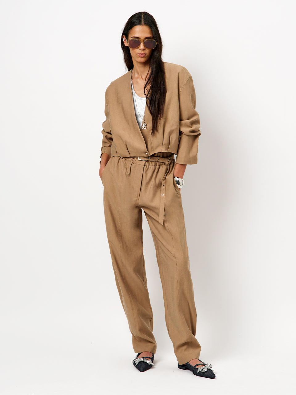 PANTS DRESSED L-*-UNI-BEIGE