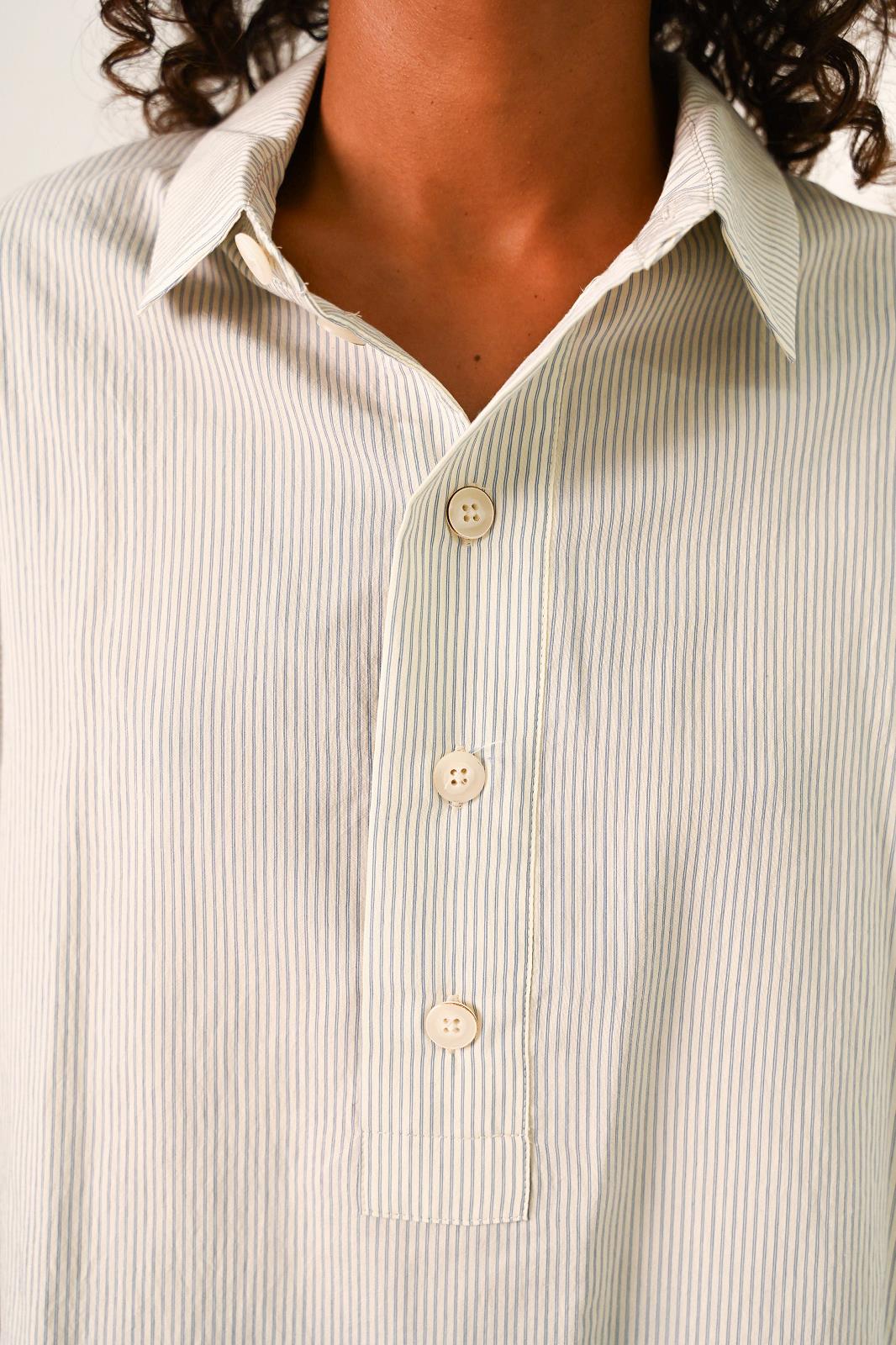 BLOUSE KM STREEP BLAUW