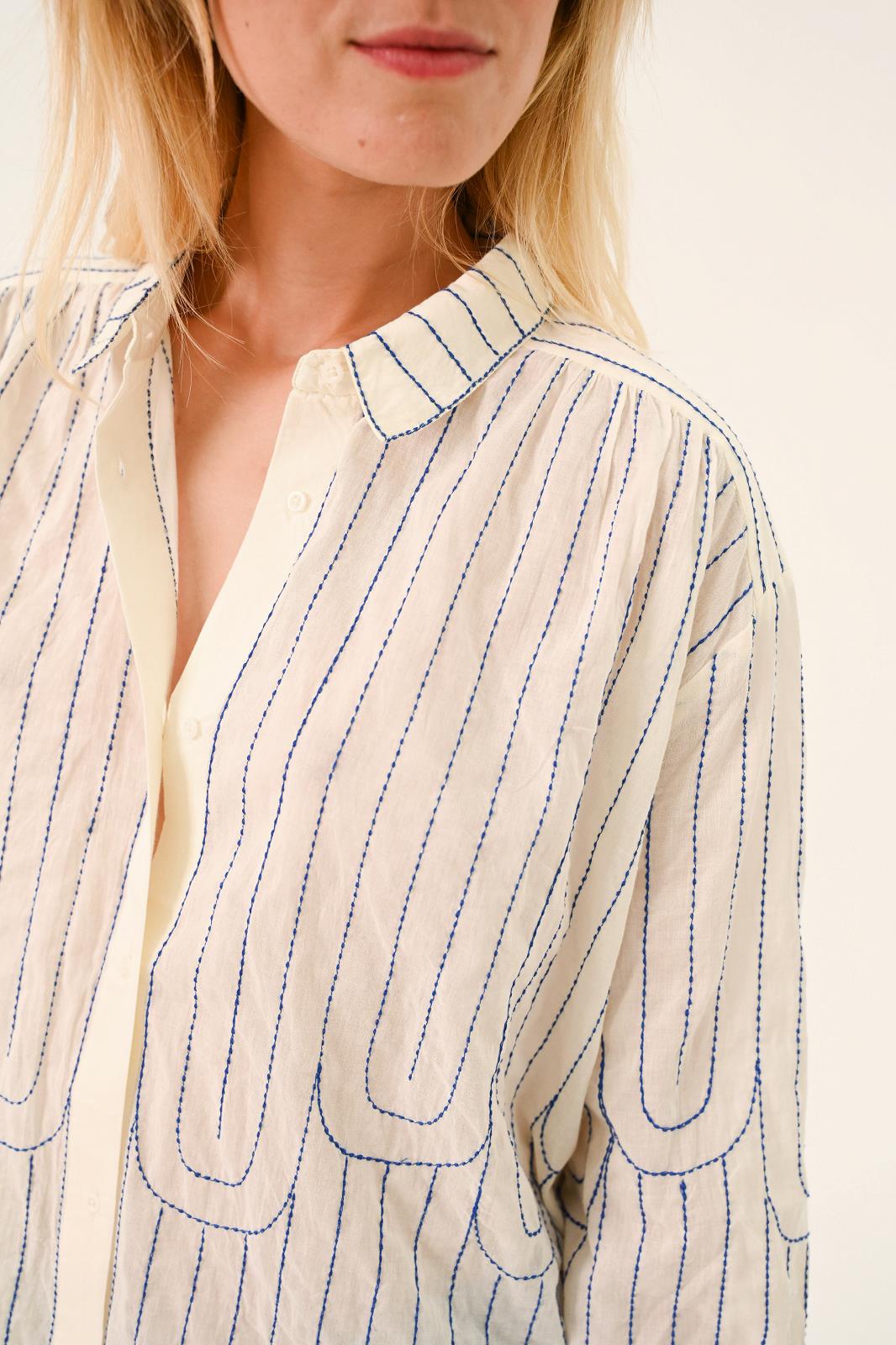 BLOUSE LM STREEP ECRU