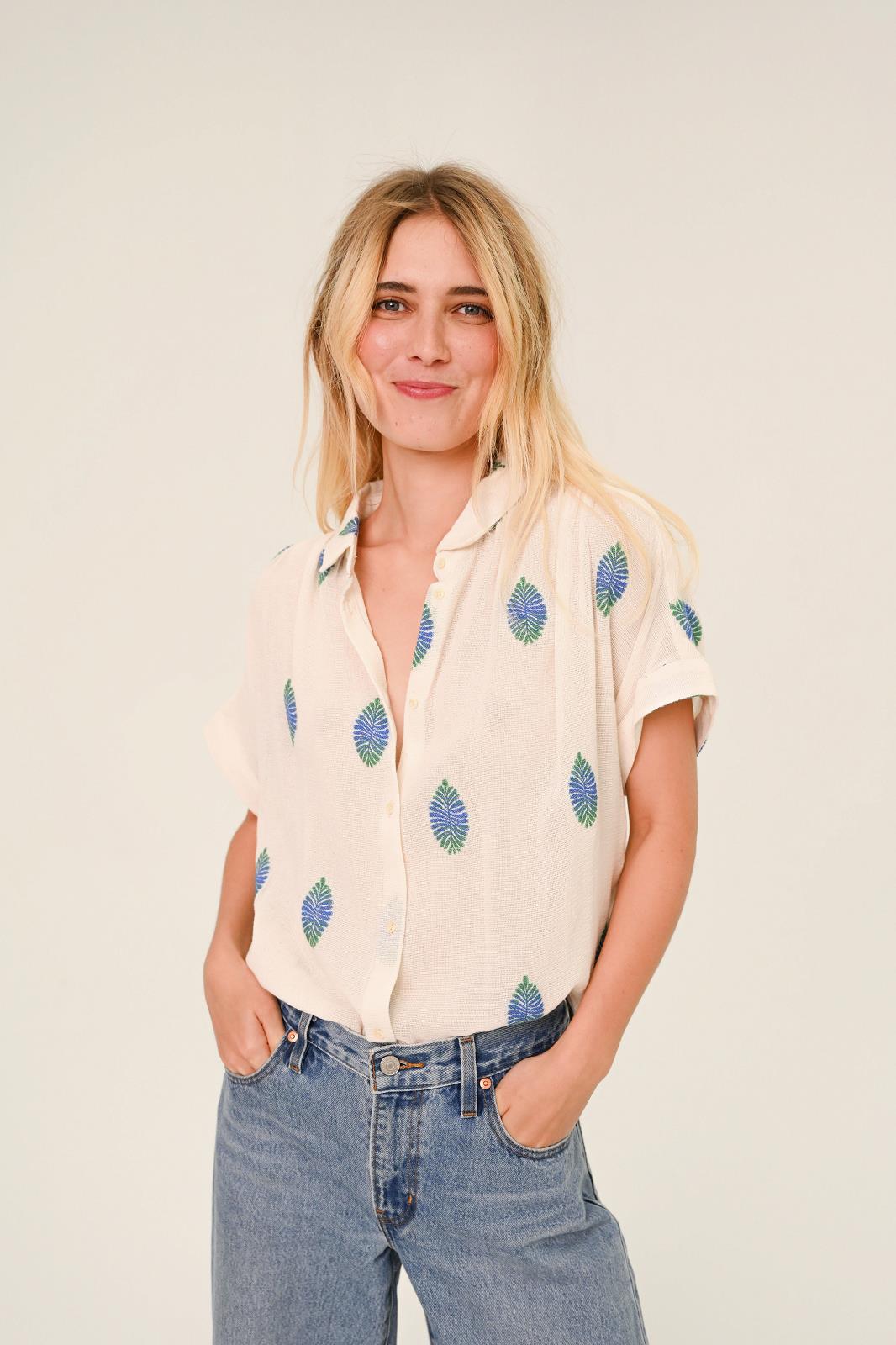 BLOUSE 3/4M PRINT ECRU