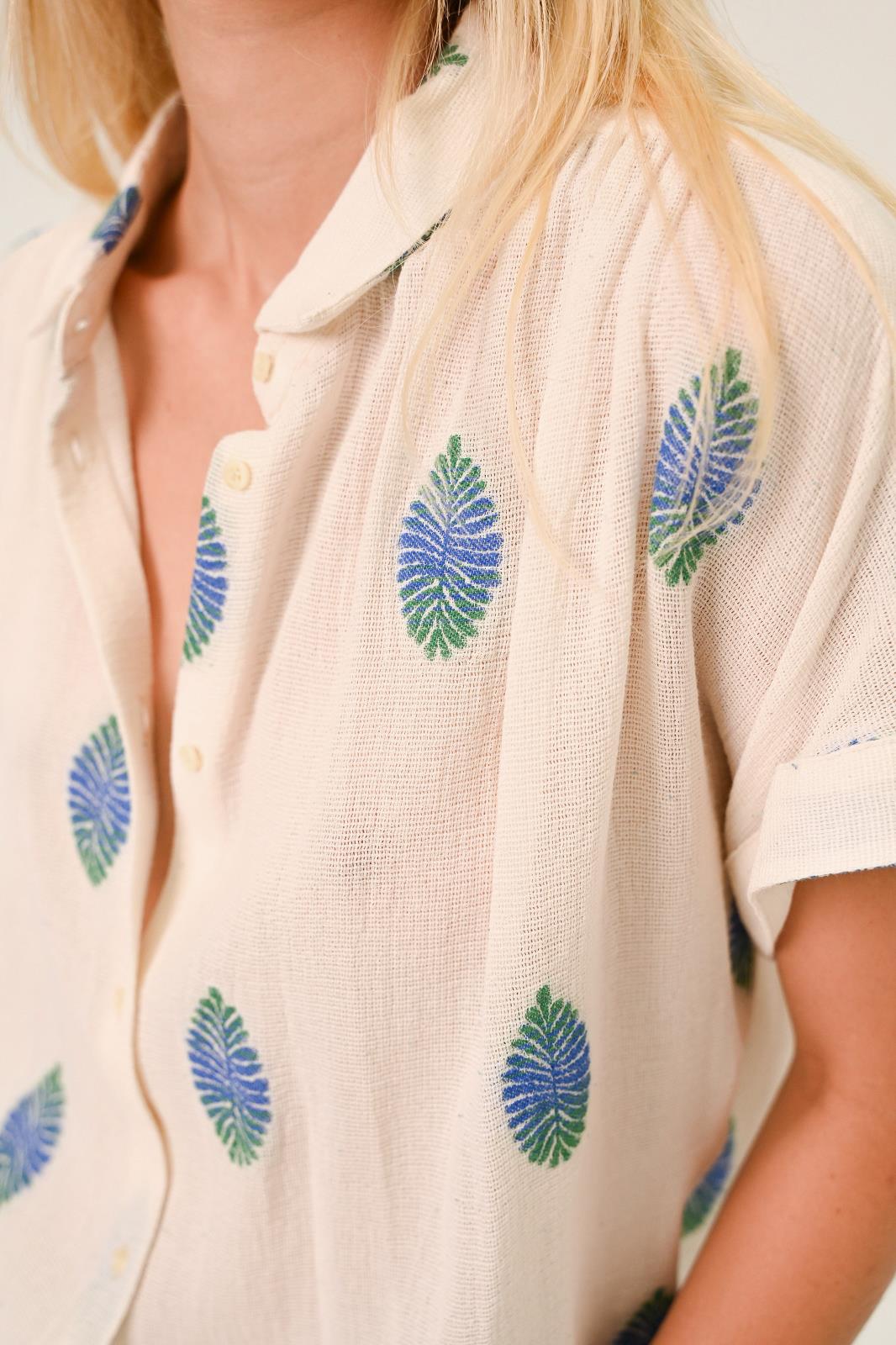 BLOUSE 3/4M PRINT ECRU