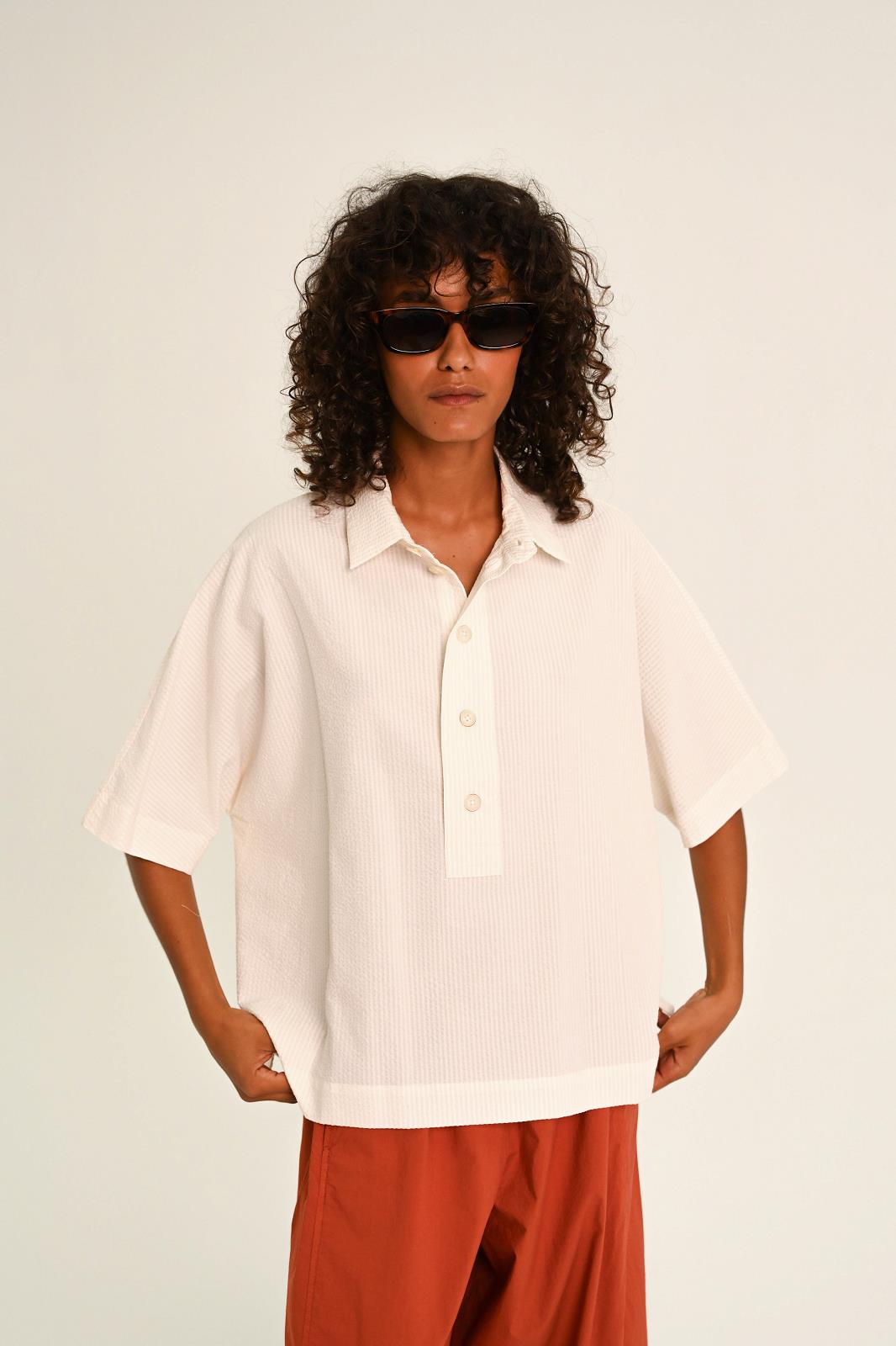 BLOUSE SS UNI ECRU
