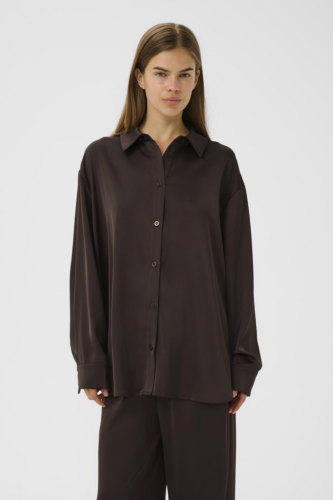 BLOUSE LS-*-UNI-BROWN DARK