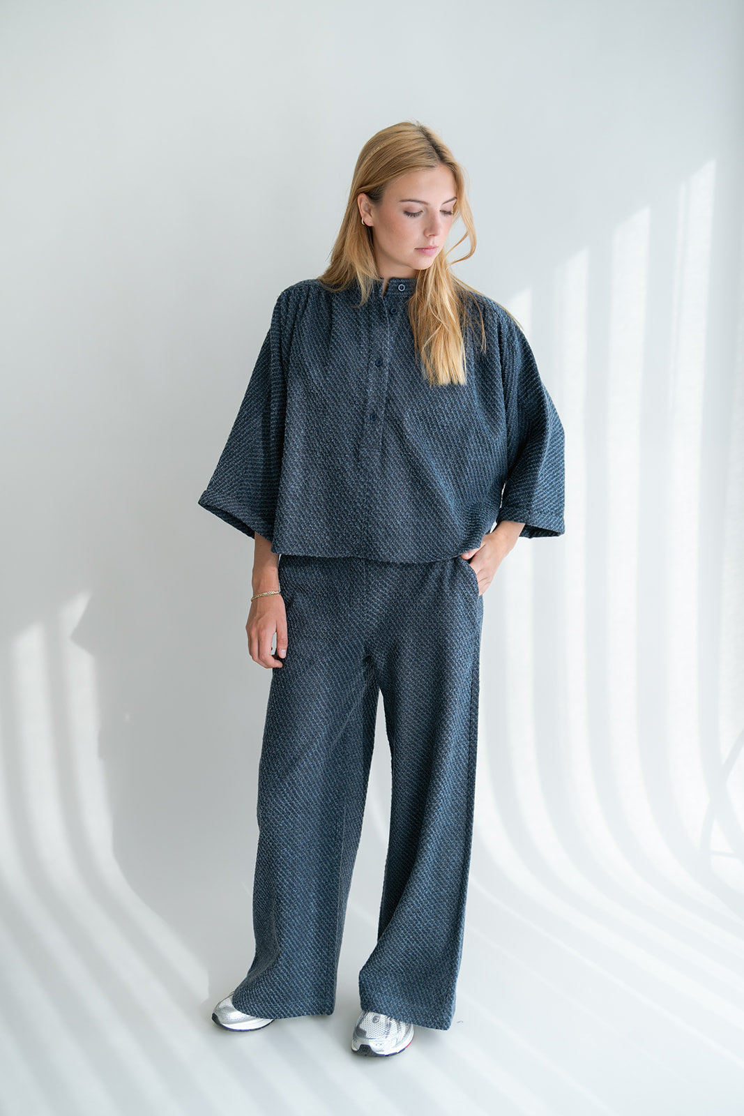 BROEK TWEED NAVY