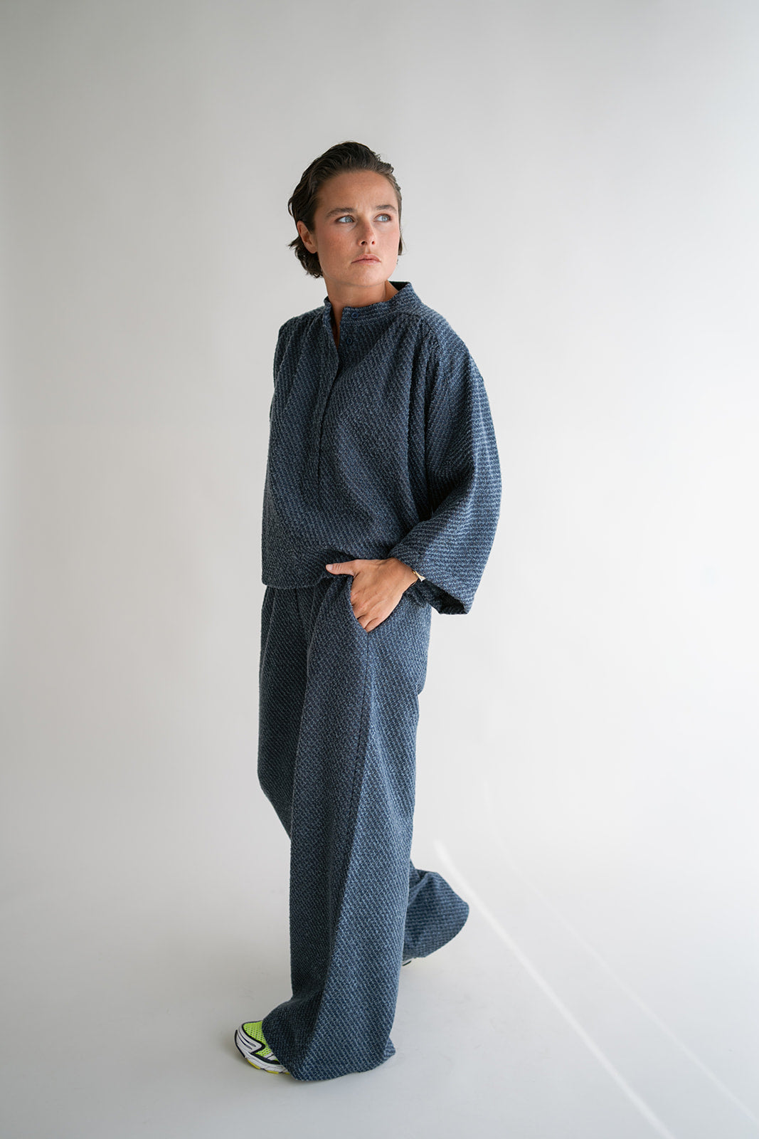 BROEK TWEED NAVY