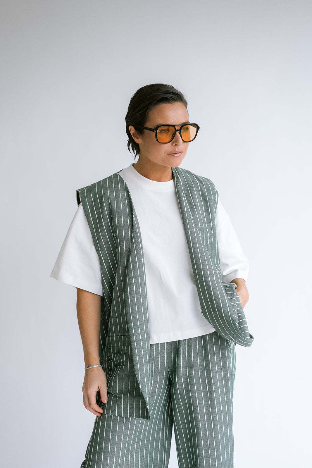 WAISTCOAT STREEP GROEN