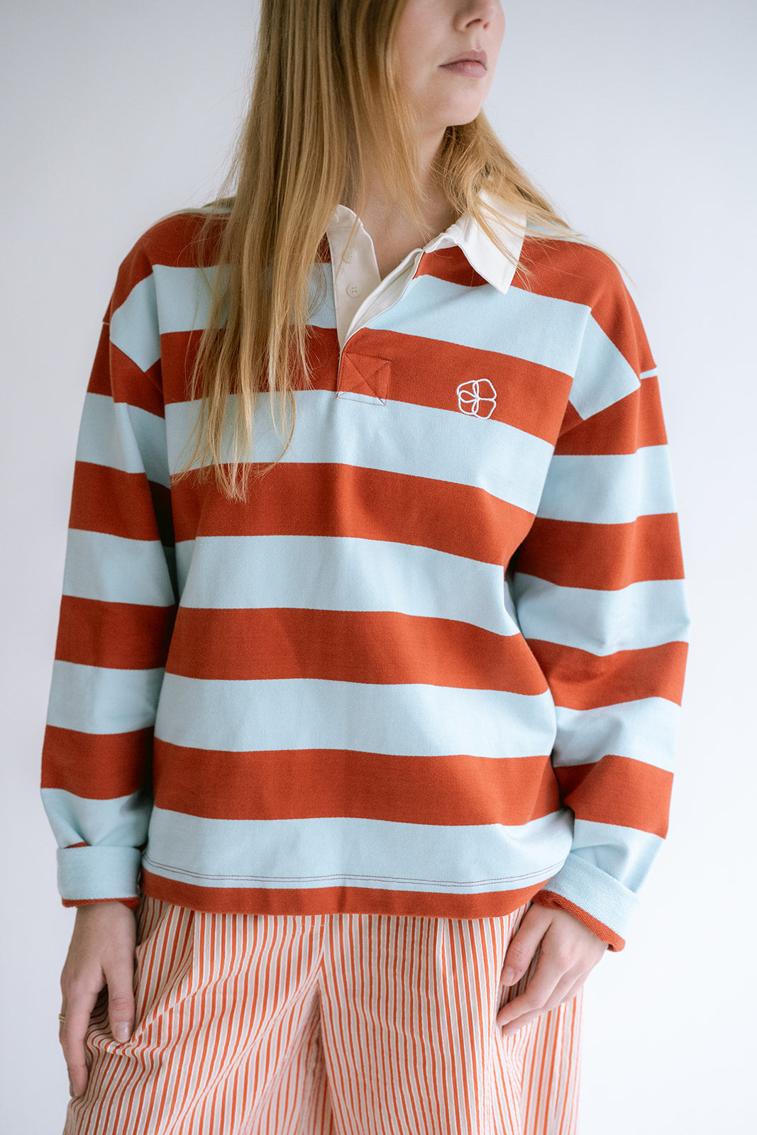 SWEATER LM PN STREEP ROEST