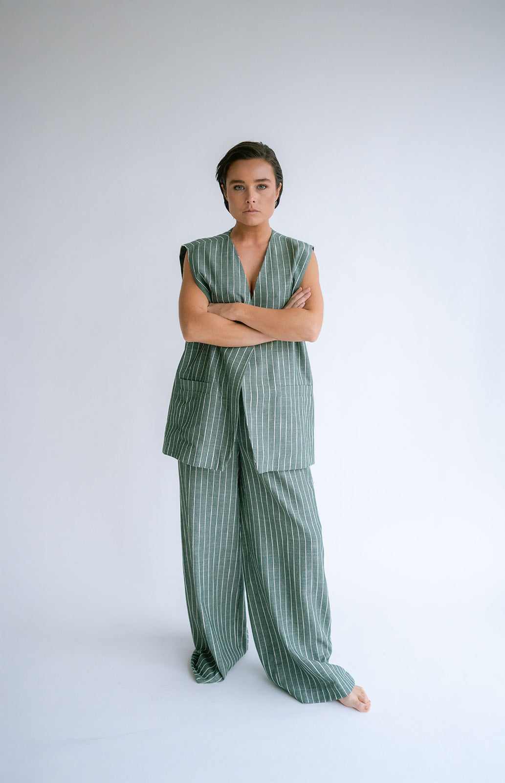 BROEK STREEP GROEN