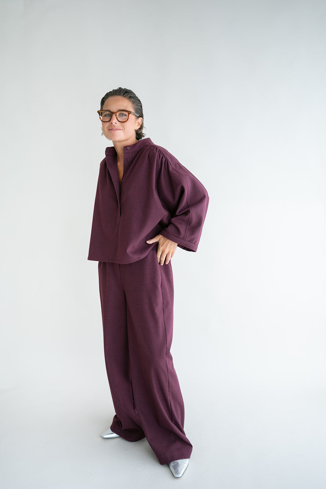 BROEK UNI AUBERGINE
