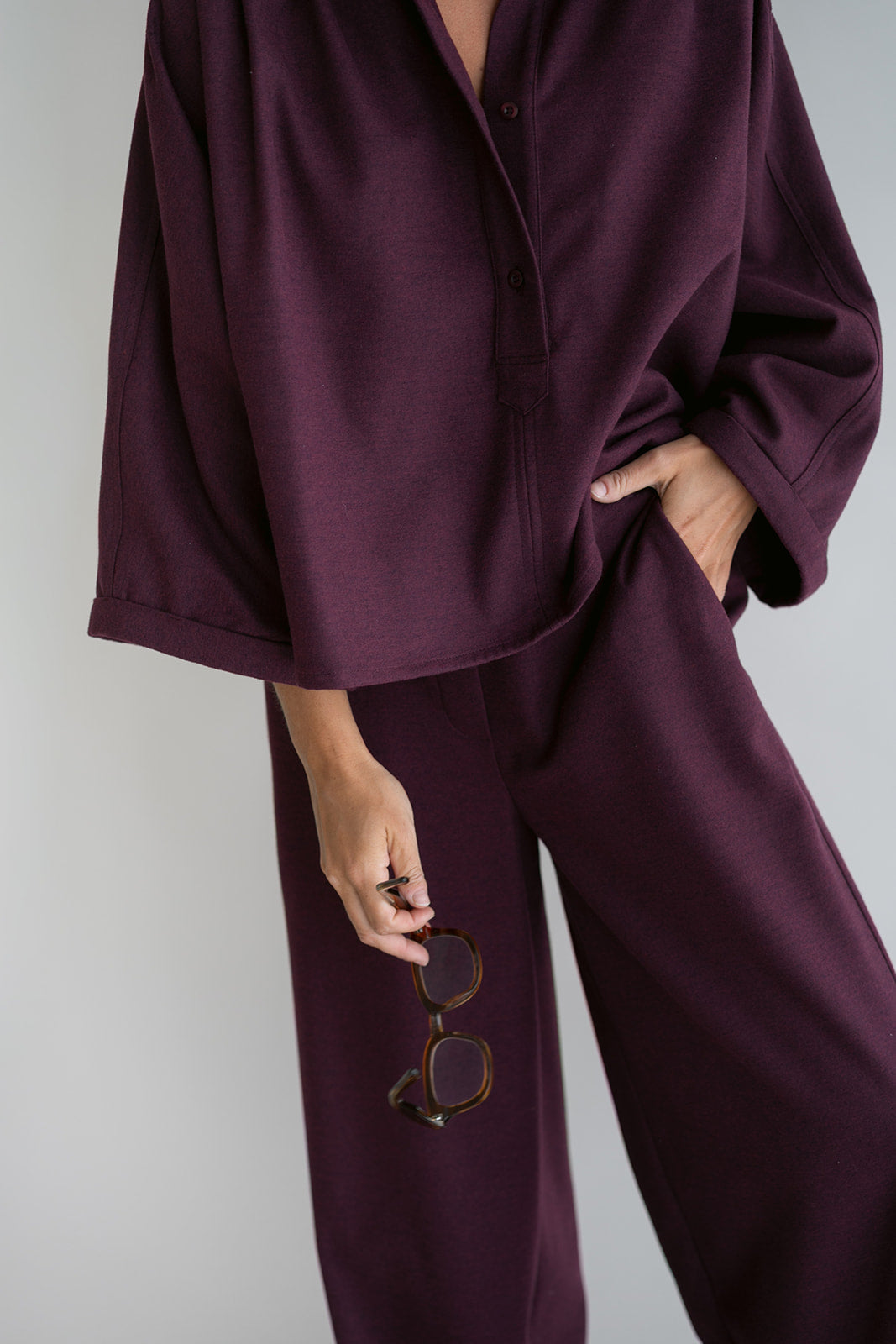 BROEK UNI AUBERGINE