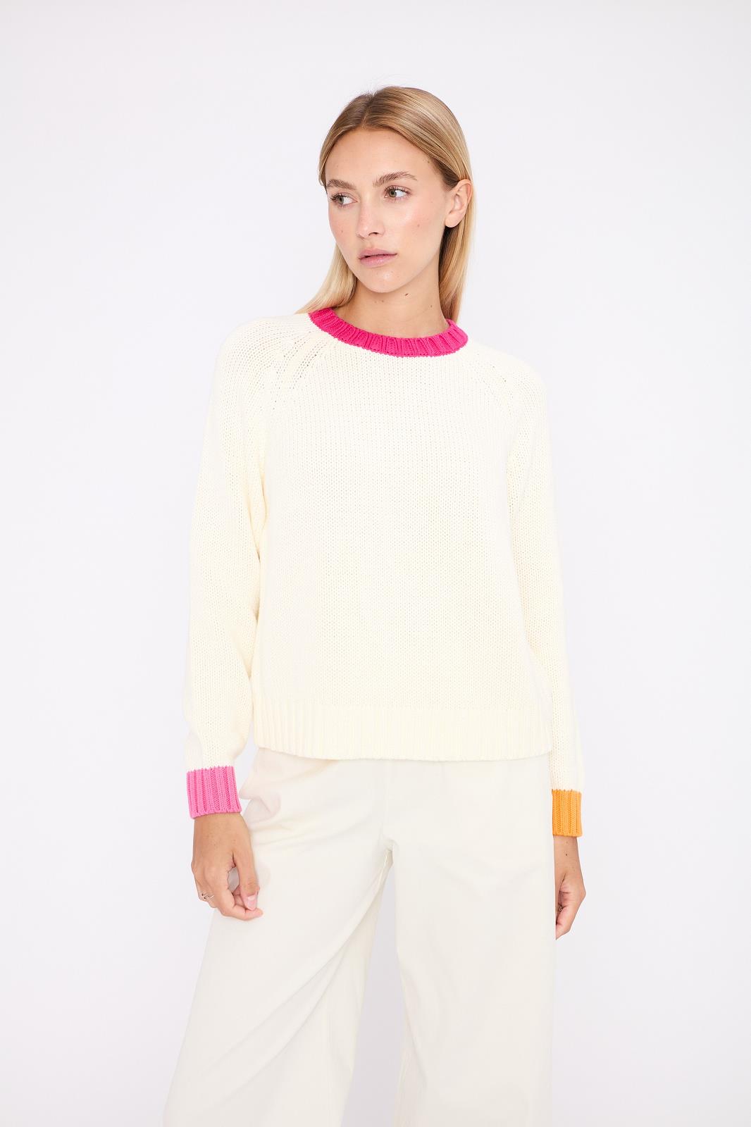 PULL LM RH TRICOLOR L BEIGE