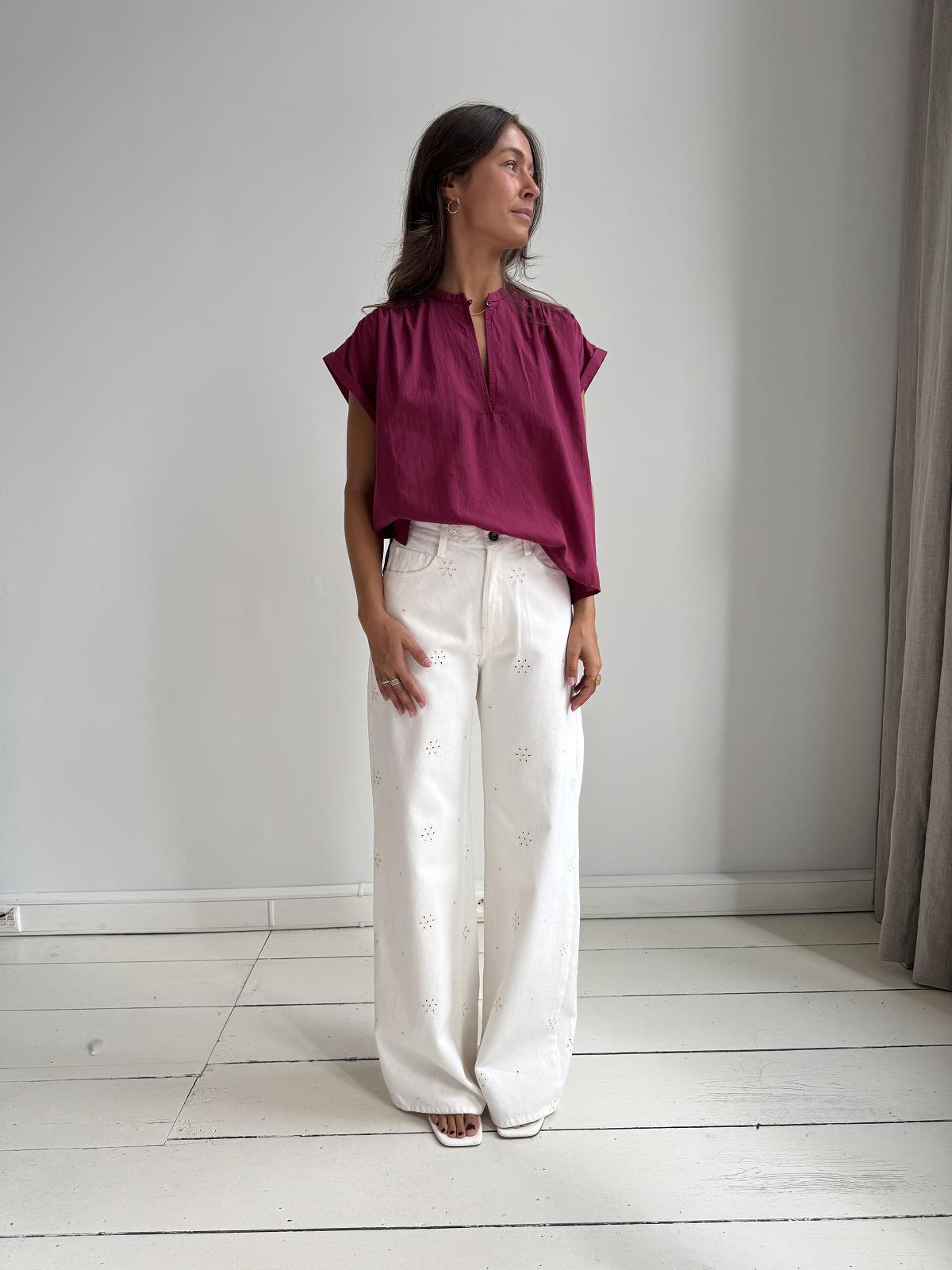 BROEK DENIM BORDUUR ECRU