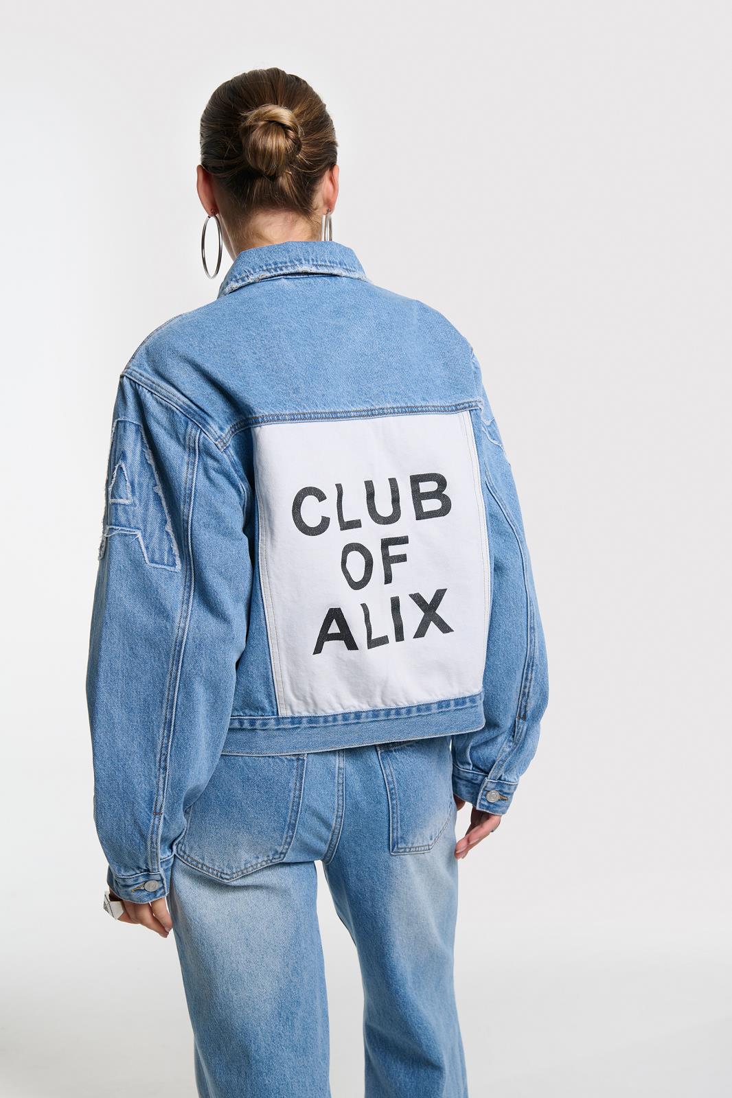 ladies woven soft denim patch jacket