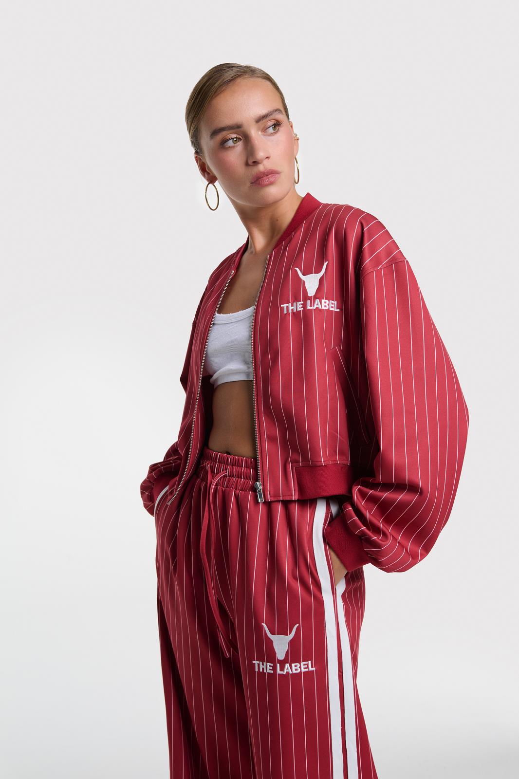 ladies knitted pinstripe cropped trainin