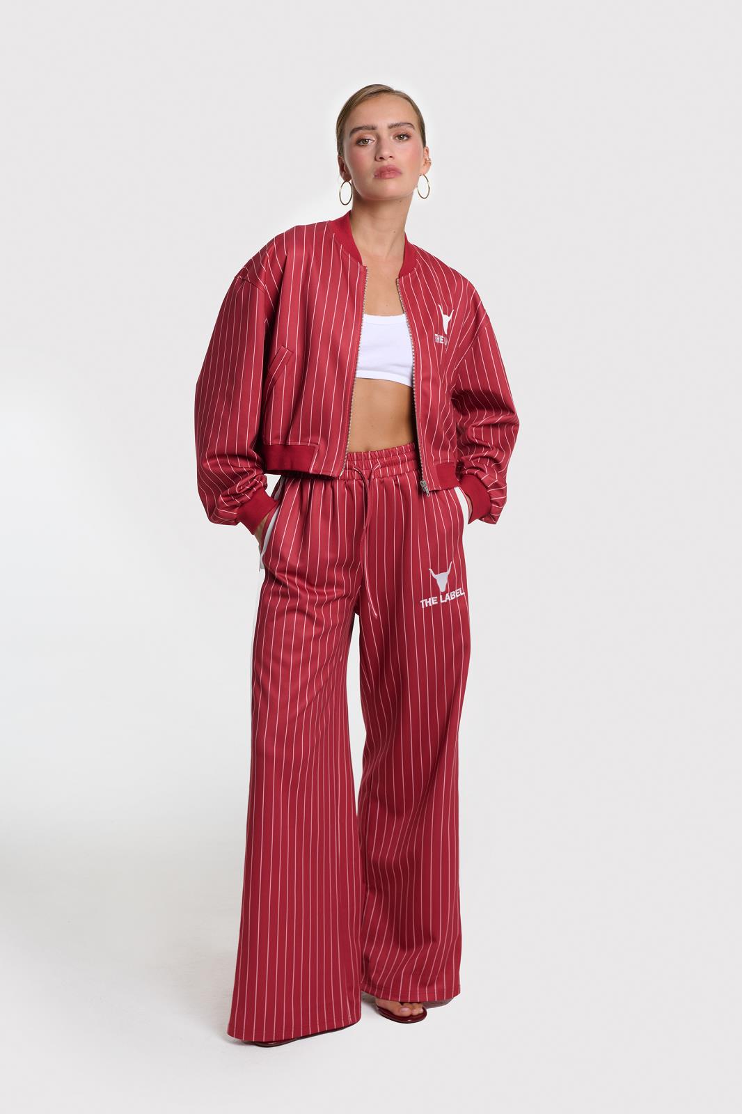 ladies knitted pinstripe cropped trainin