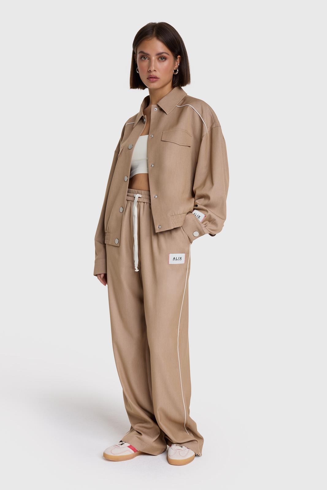 ladies woven 2 tone pants