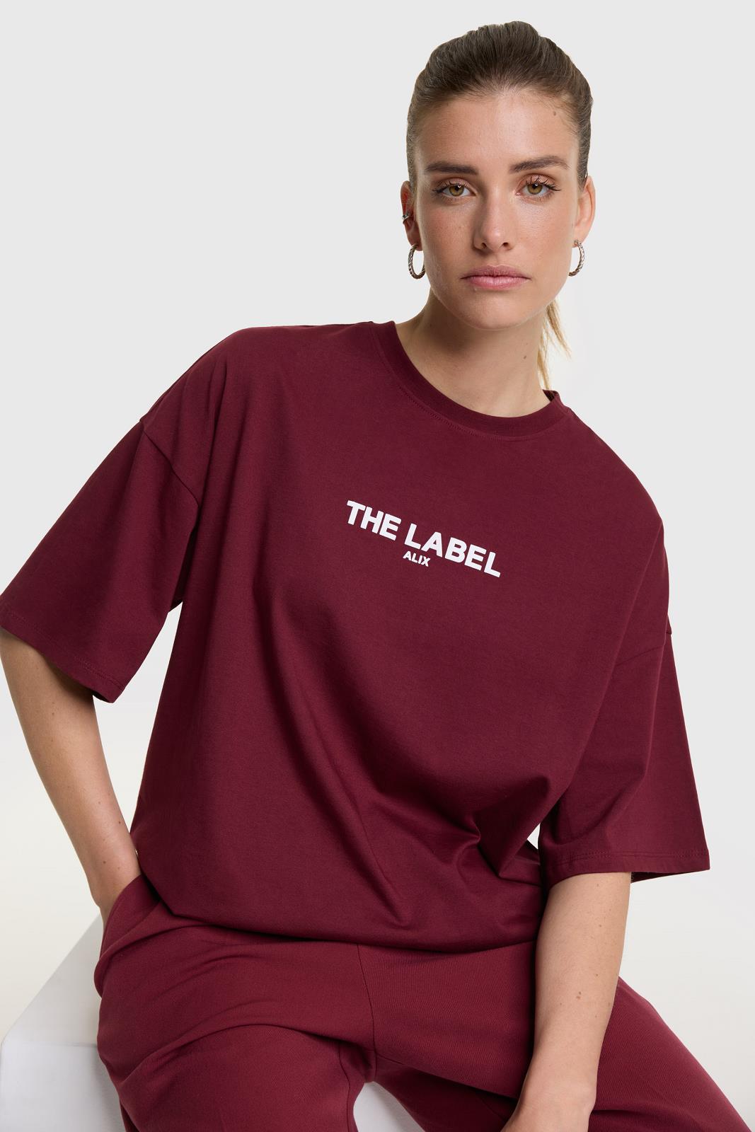 T-SHIRT SS-ON-UNI+PRINT-AUBERGINE