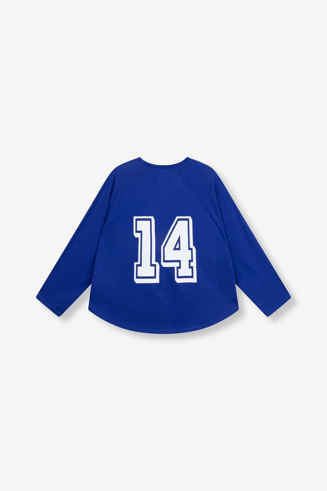 T-SHIRT 3/4S-ON-UNI+PRINT-BLUE BRIGHT