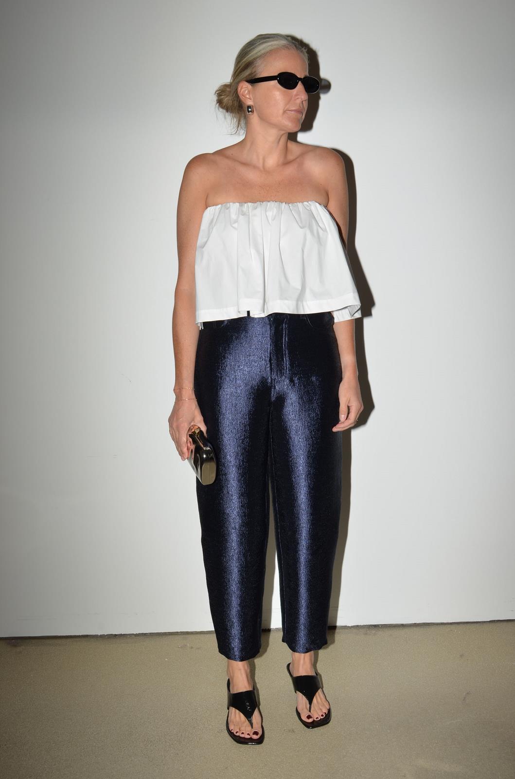 BROEK GLANZEND MARINE
