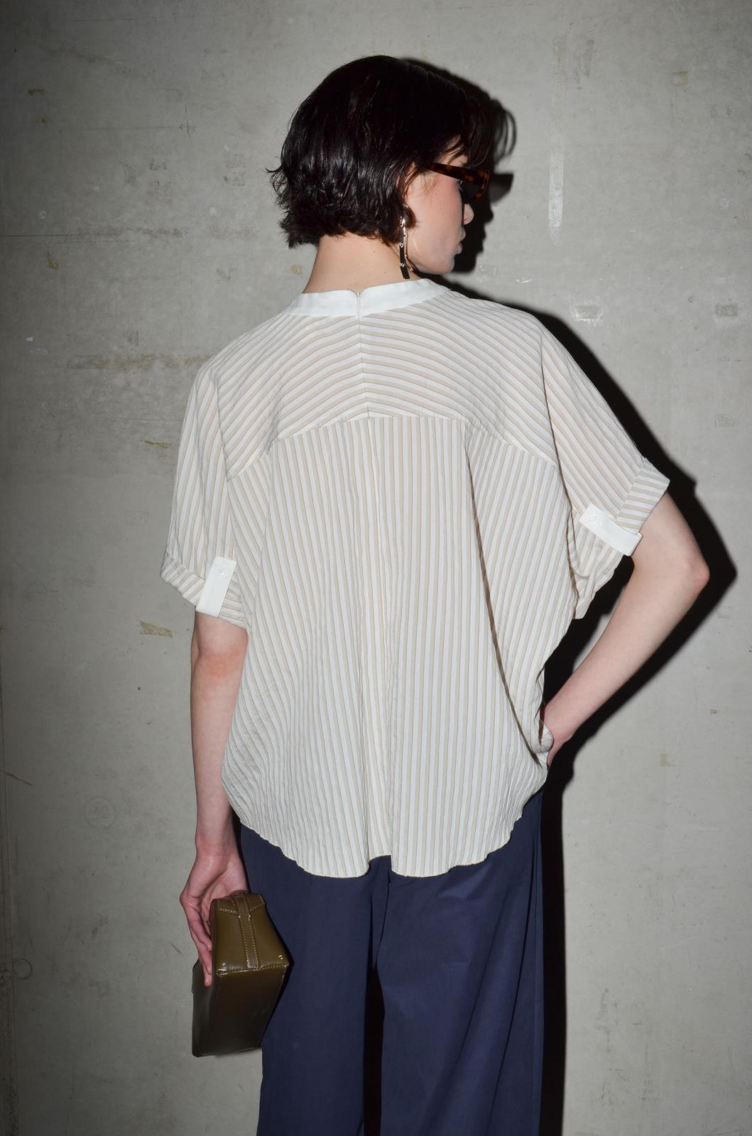 BLOUSE KM STREEP ECRU/BEIGE