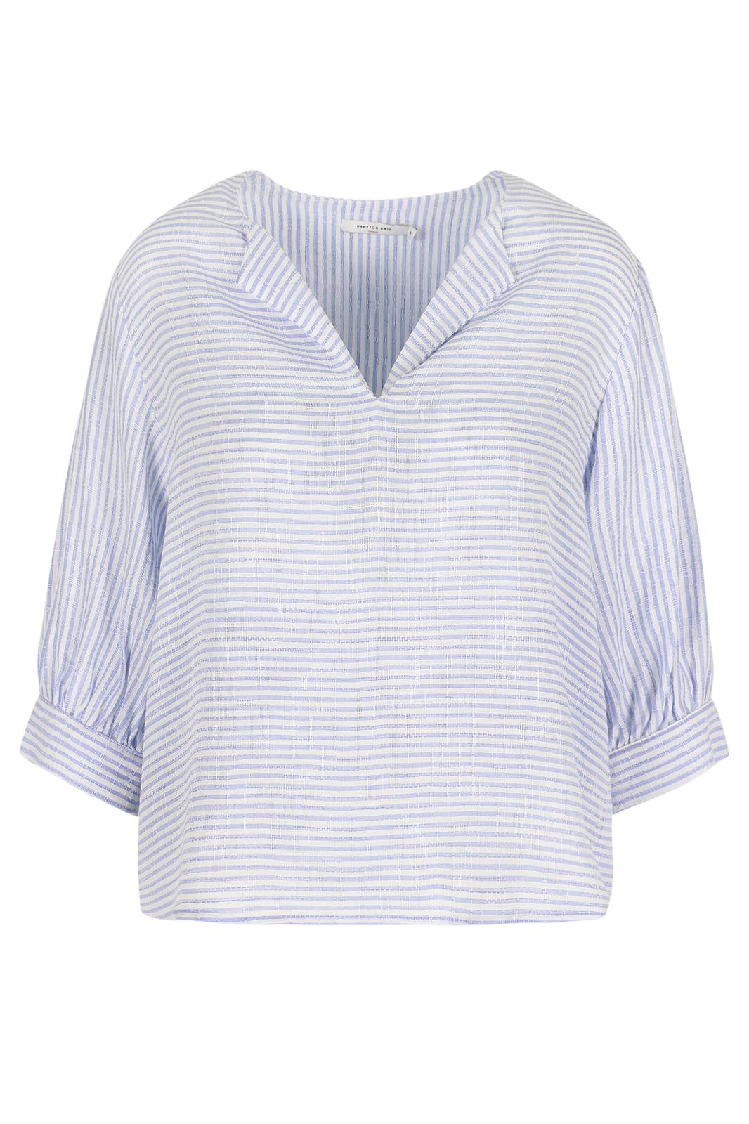 STRIPED BLOUSE WIDE SLEEVES  aqua-marine
