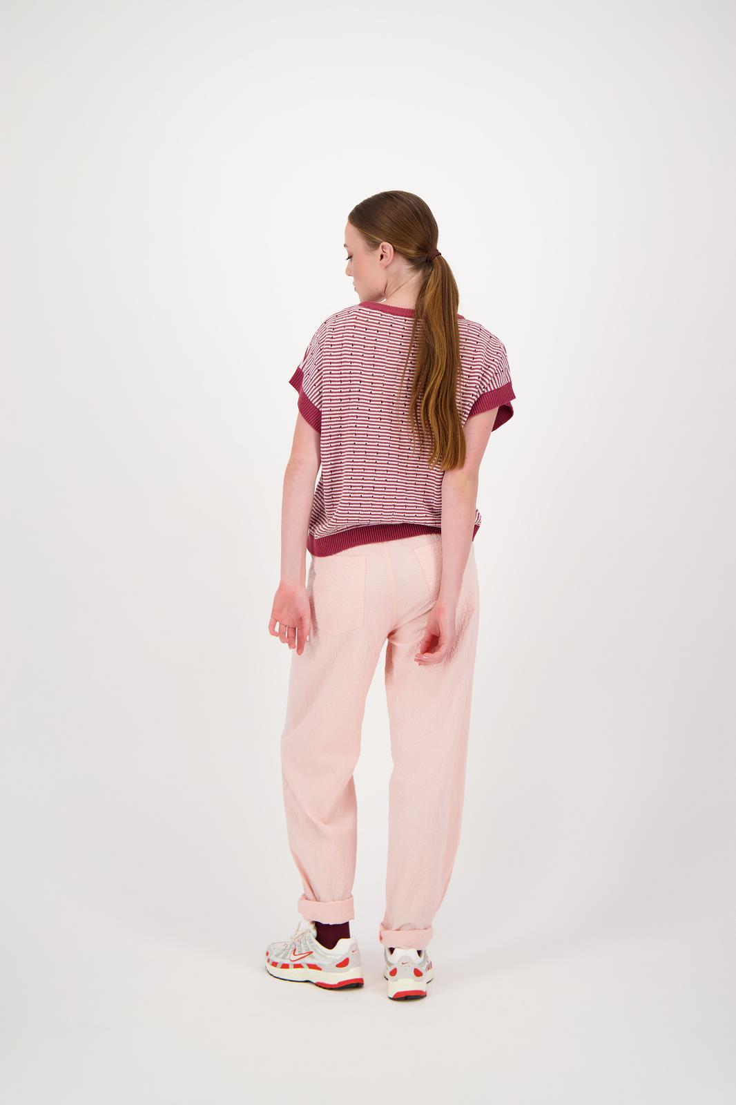 SLEEVELESS STRIPED KNIT WITH SMALL HOLES