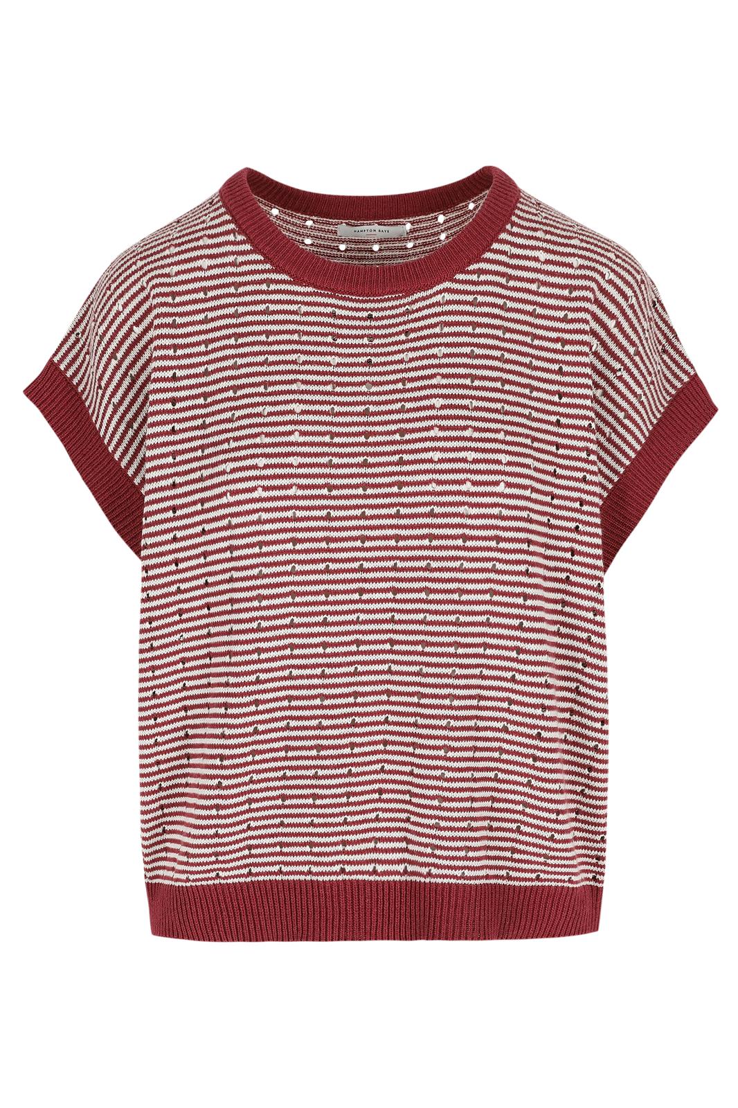 SLEEVELESS STRIPED KNIT WITH SMALL HOLES