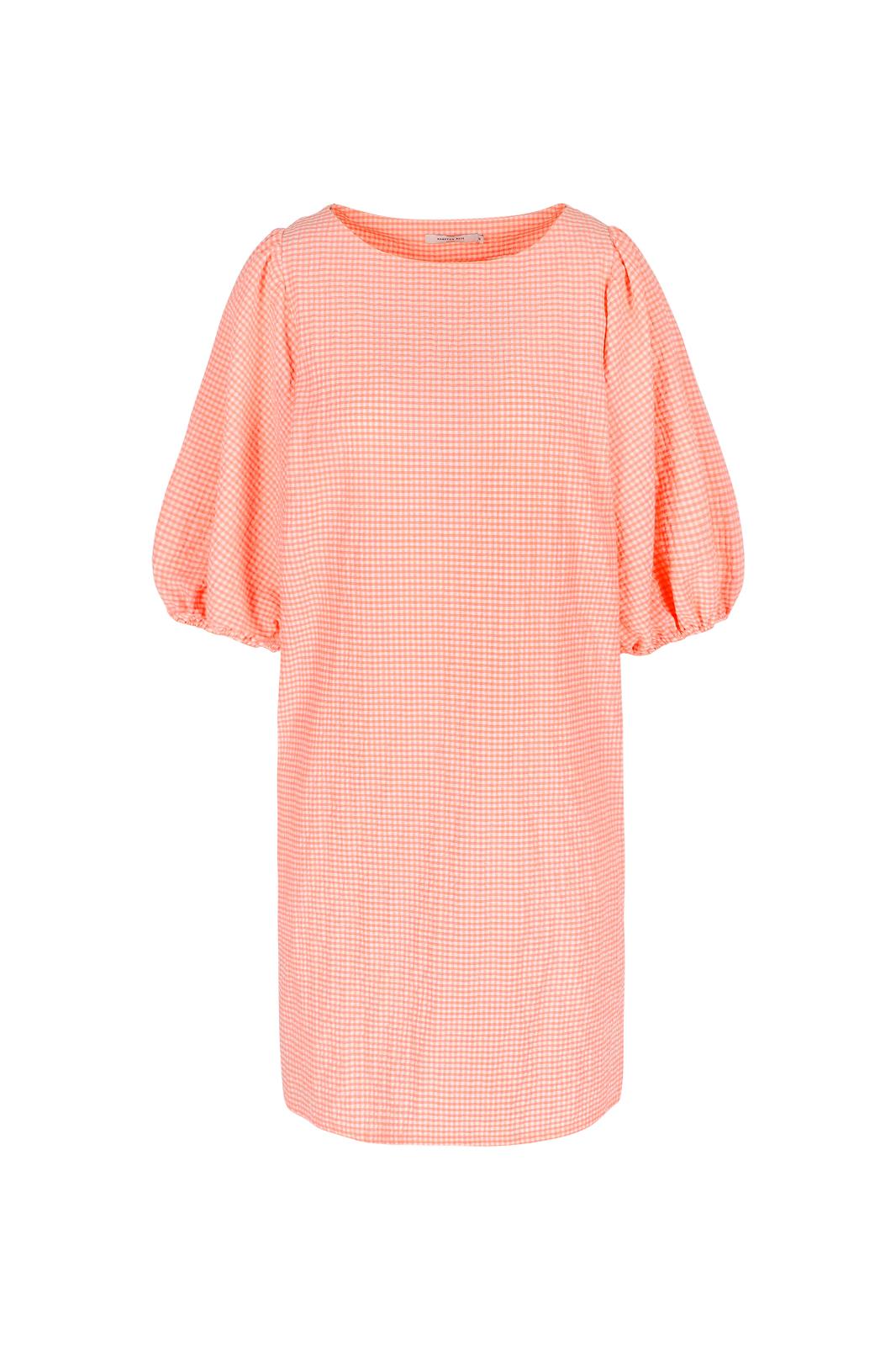 WIDE SLEEVE DRESS FLUO CHECK  fluo-orang