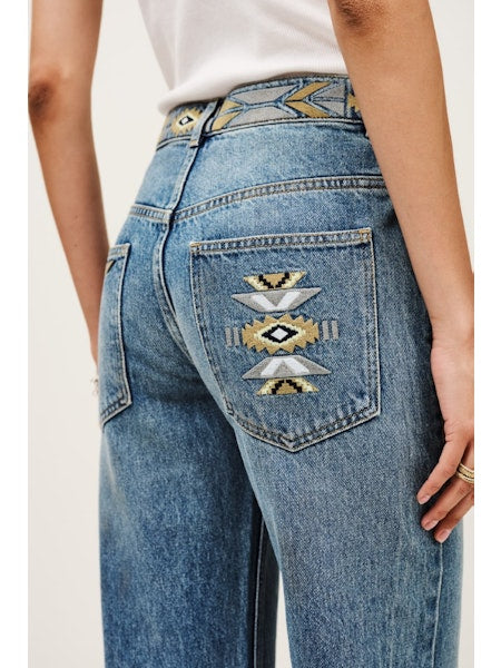 BROEK DENIM MET PRINT