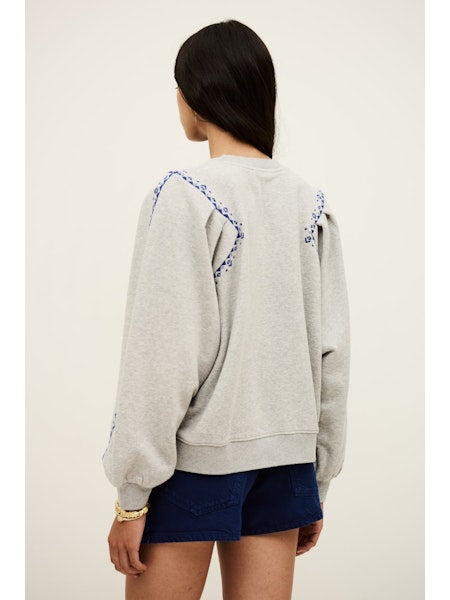 SWEATER LM APPLI GRIJS