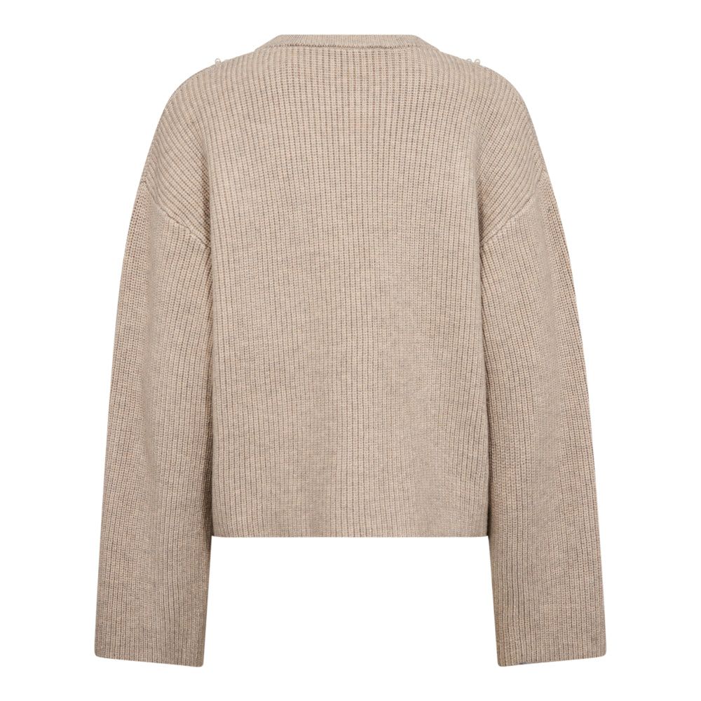 PULL LS-ON-UNI+APPLI-BEIGE