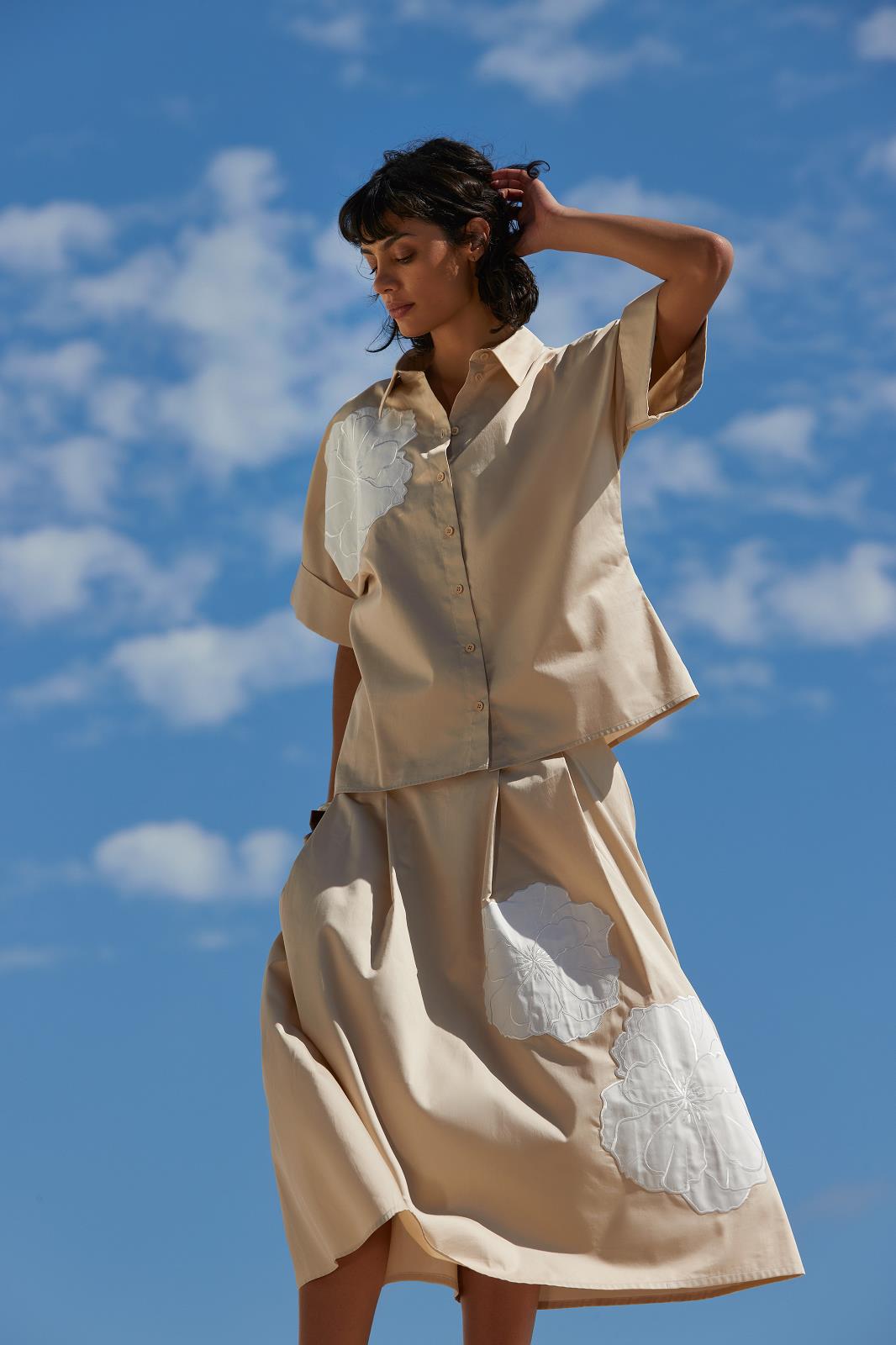 BLOUSE KM UNI BEIGE + BLOEM