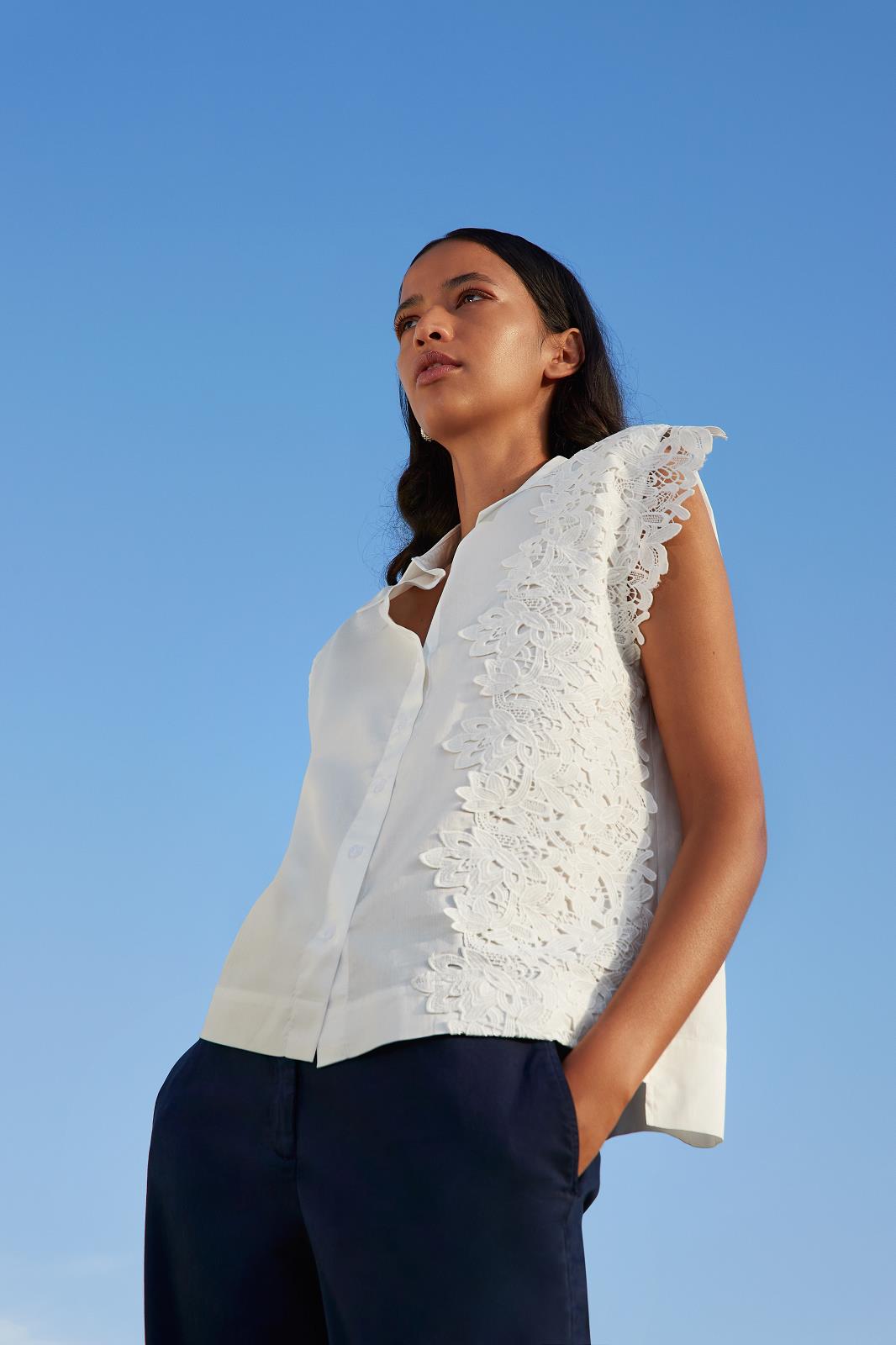 BLOUSE ZM UNI WIT+APPLI