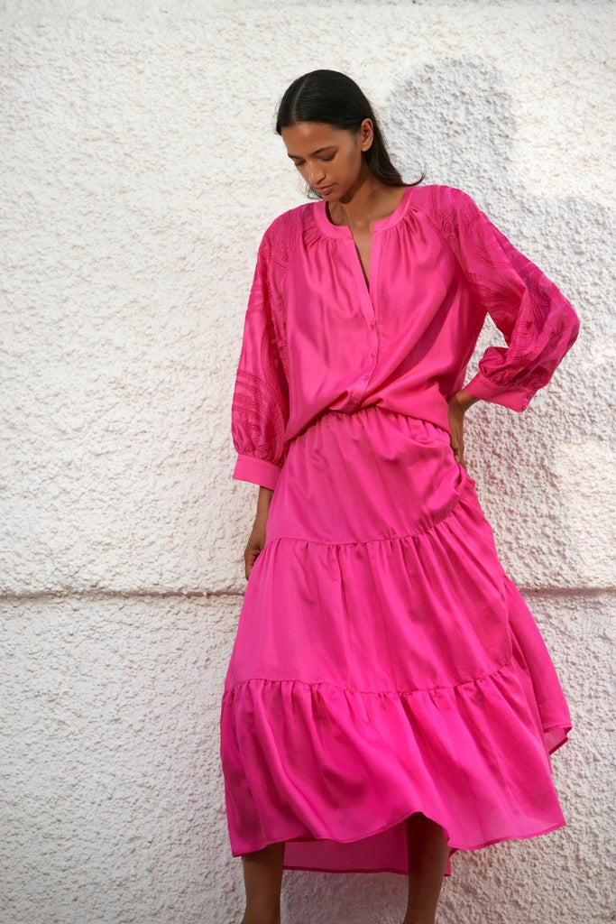 BLOUSE LM UNI FUCHSIA