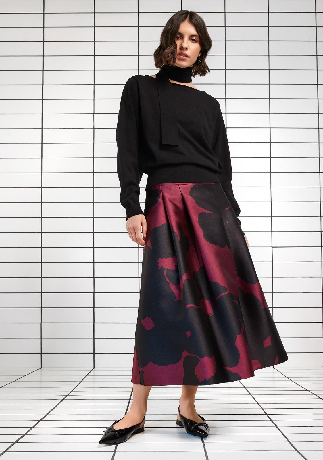 SKIRT N-LOOSE-PRINT-AUBERGINE