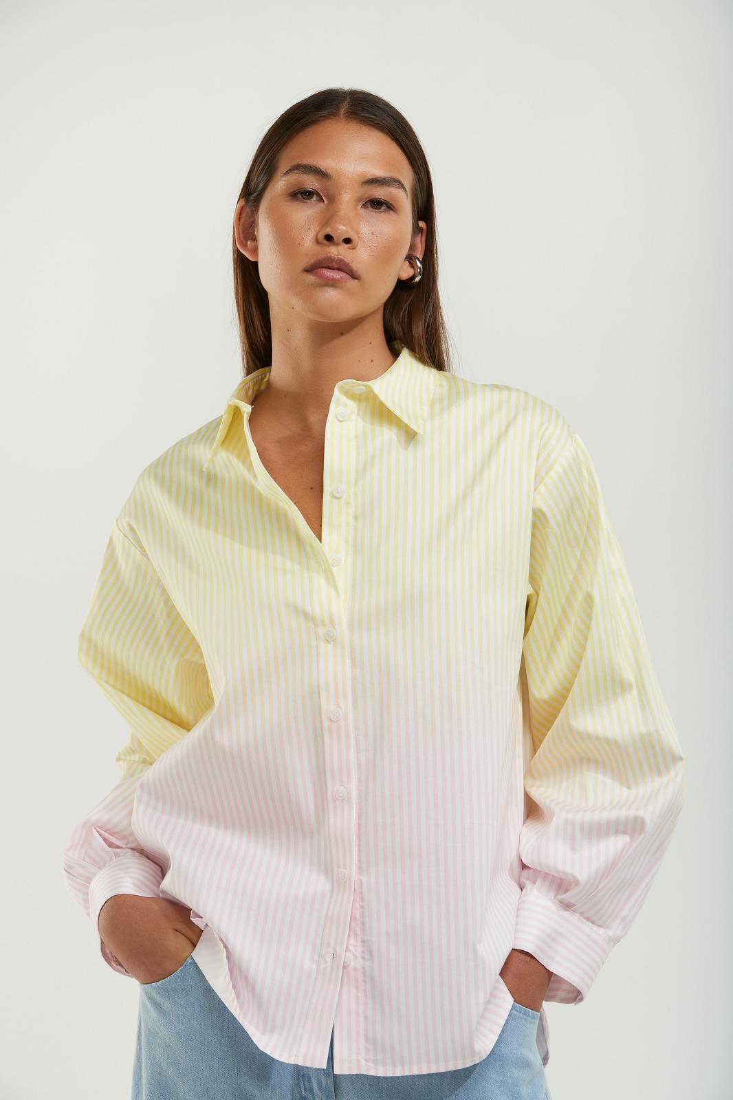 BLOES MET GELE/ROZE STREPEN