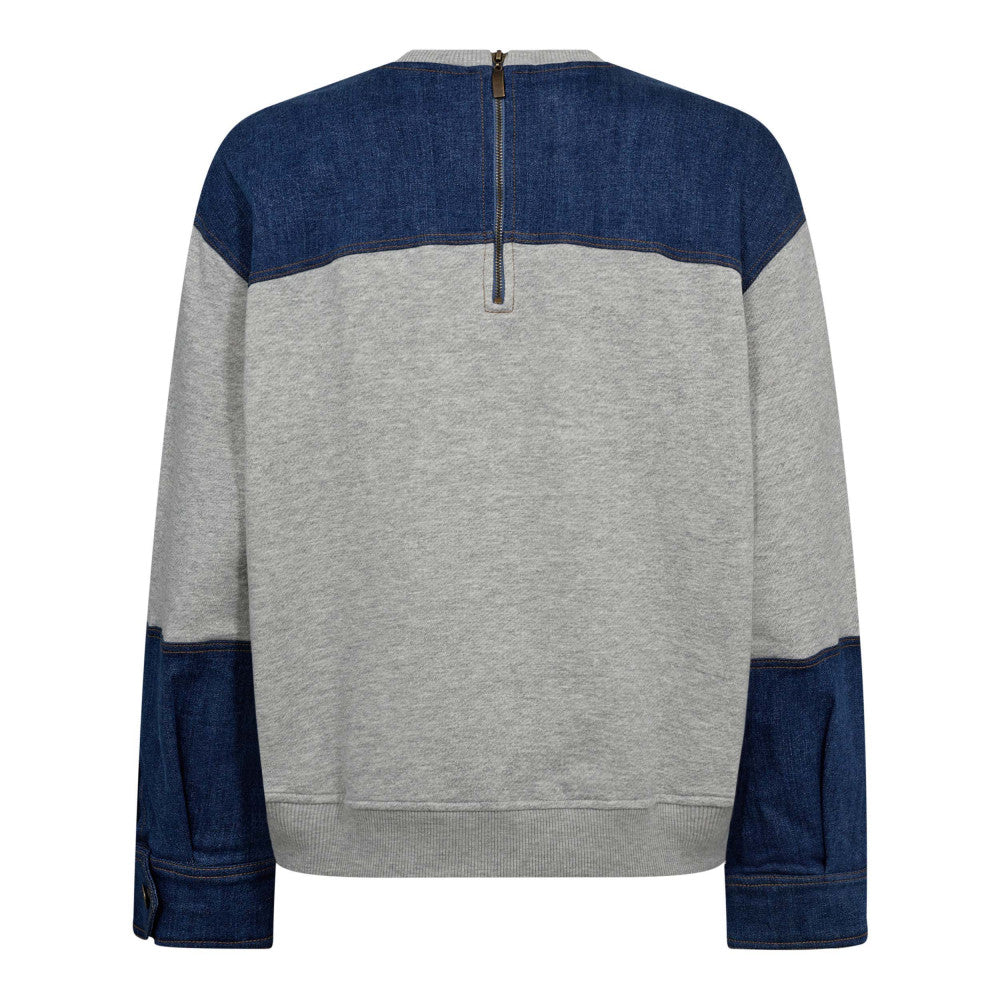 SWEATER LS-ON-UNI+APPLI-GREY