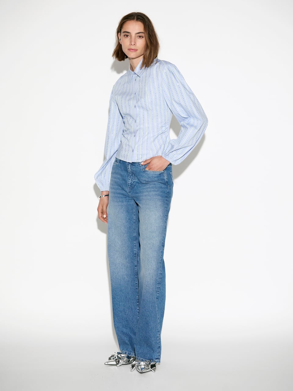 BLOES STREEP+APPLI BLAUW