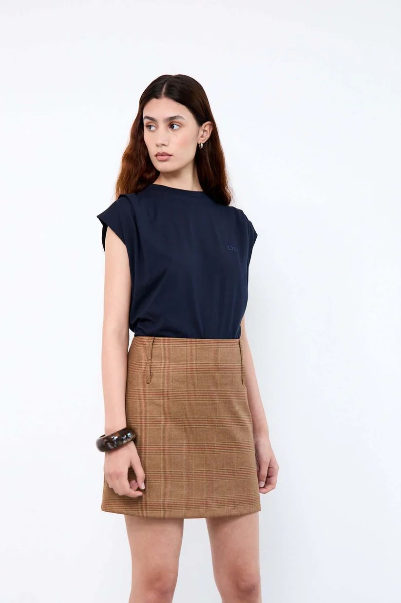 SKIRT S-TIGHT-CHECK-CAMEL