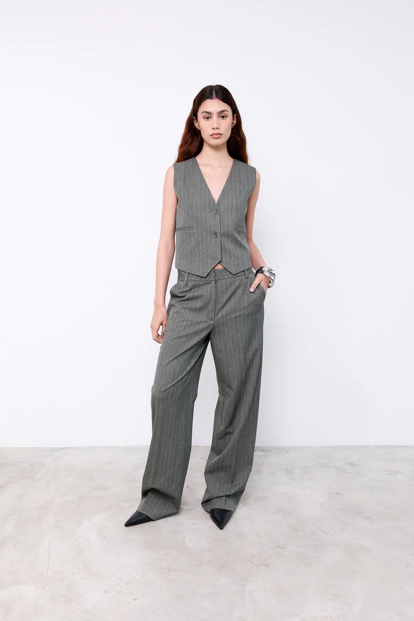 PANTS DRESSED L-*-STRIPE-GREEN