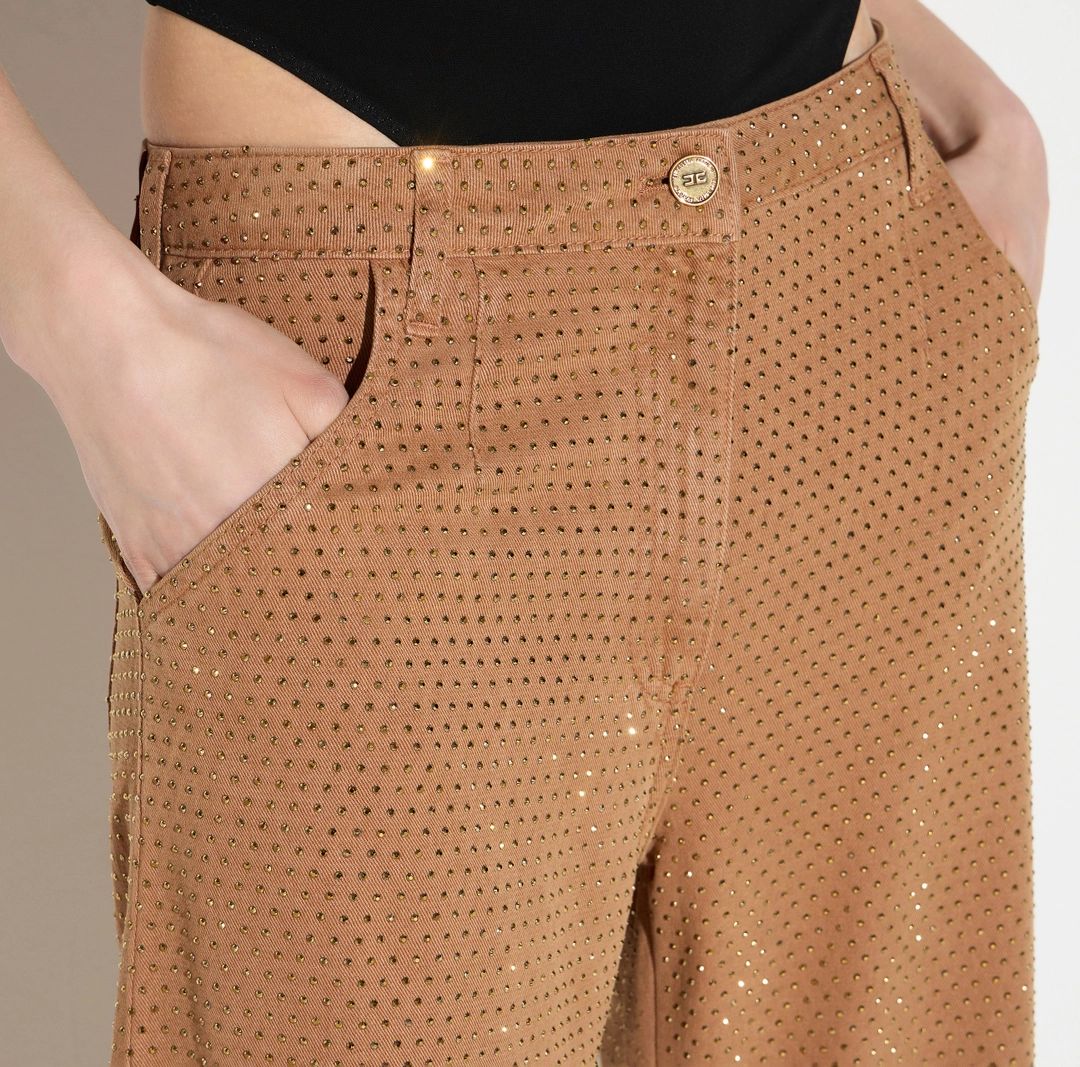BROEK DENIM APPLI COGNAC