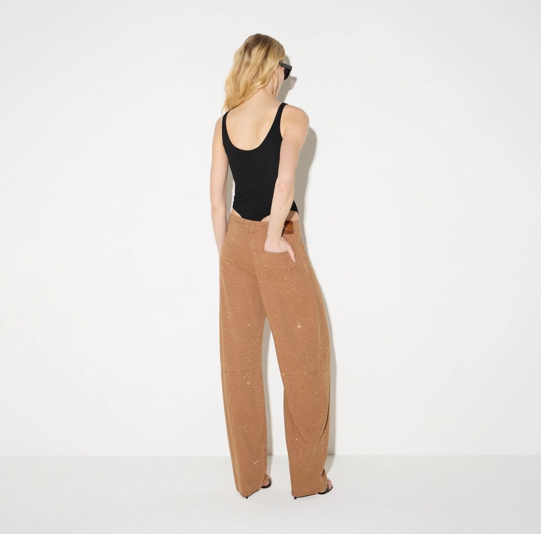 BROEK DENIM APPLI COGNAC